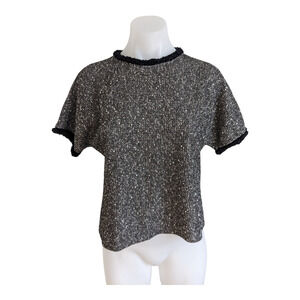 Waverly Grey Size XS Metallic Sequin Top Blouse Silver Short Sleeve Stretch